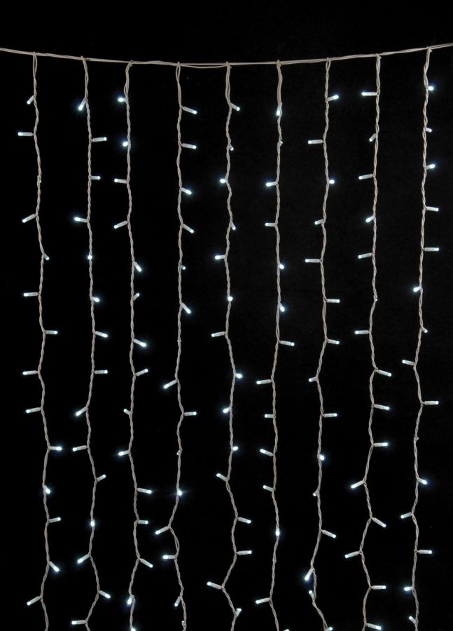 200Led Σταθερή Συμμετρική Κουρτίνα Rubber Με Επέκταση Ip65 Και Μπρίζα Σούκο 200 x 100(h)cm,Λευκό Καλώδιο/ Λευκό (Πάγου) Λαμπάκι (Kelvin: 6.000 - 10.000) Lianos 62301