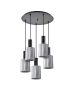 SE21-BL-4-5BL-GL1 ADEPT TUBE Black Pendant Smoked Glass+ HOMELIGHTING 77-8488