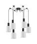 SE21-BL-4-BL6-SH1 ADEPT TUBE Black Pendant White Fabric Shade+ HOMELIGHTING 77-8506