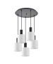SE21-BL-4-5BL-SH1 ADEPT TUBE Black Pendant White Fabric Shade+ HOMELIGHTING 77-8510