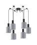 SE21-BL-4-BL6-SH2 ADEPT TUBE Black Pendant Grey Fabric Shade+ HOMELIGHTING 77-8513