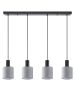 SE21-BL-4-4BL-SH2 ADEPT TUBE Black Pendant Grey Fabric Shade+ HOMELIGHTING 77-8518