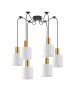 SE21-GM-4-BL6-SH1 ADEPT TUBE Gold Matt Pendant White Fabric Shade+ HOMELIGHTING 77-8597