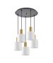 SE21-GM-4-5BL-SH1 ADEPT TUBE Gold Matt Pendant White Fabric Shade+ HOMELIGHTING 77-8601