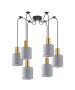 SE21-GM-4-BL6-SH2 ADEPT TUBE Gold Matt Pendant Grey Fabric Shade+ HOMELIGHTING 77-8604