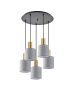 SE21-GM-4-5BL-SH2 ADEPT TUBE Gold Matt Pendant Grey Fabric Shade+ HOMELIGHTING 77-8608