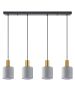 SE21-GM-4-4BL-SH2 ADEPT TUBE Gold Matt Pendant Grey Fabric Shade+ HOMELIGHTING 77-8609