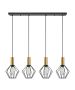 SE21-GM-4-4BL-GR1 ADEPT TUBE Gold Matt Pendant Black Metal Grid+ HOMELIGHTING 77-8623