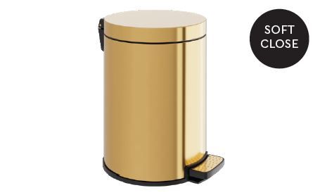 Χαρτοδοχείο 6lt Soft Close W80xD100xH410mm Warm Gold Gloss PVD Verdi 5910053