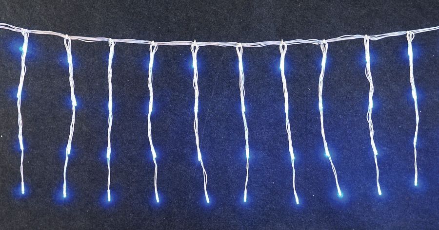 Συμμετρική Κουρτίνα 200Led Με 8 Προγράμματα, Δίαφανο Καλώδιο/Μπλε Λαμπάκι ,500 x 40(H)cm Lianos PROMO-52210