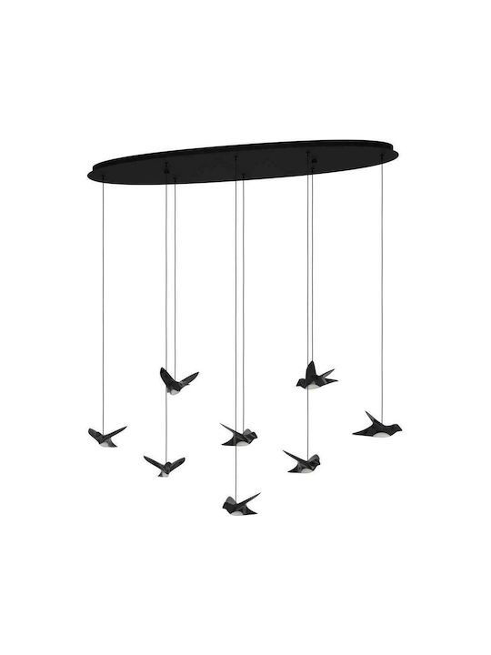 Κρεμαστό Φωτιστικό 116xH150cm Led 8x4,2w Μαύρα Πουλιά Eglo Paratebueno 390055