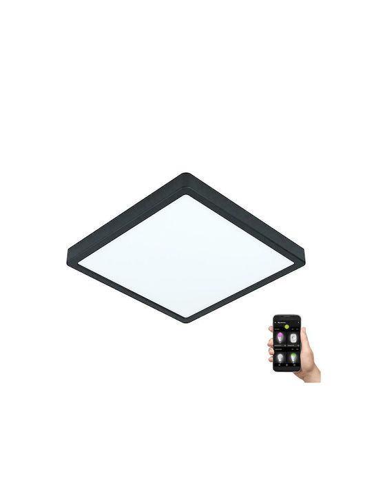 Πλαφονιέρα Οροφής Μαύρη IP44 28,5cm LED 19,5w 2500lm 2700-6500K Remote-App Eglo Fueva-Z 98854
