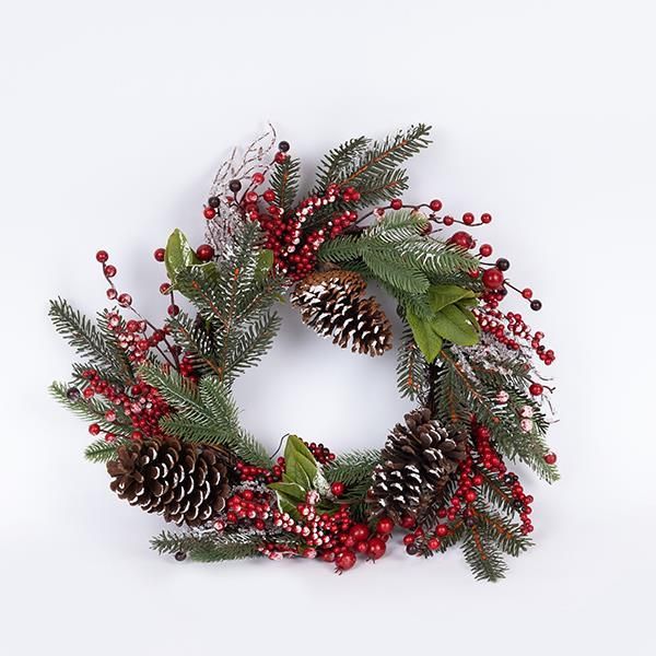 ΣΤΕΦΑΝΙ ΜΕ ΧΙΟΝΙΣΜΕΝΑ BERRIES ΚΑΙ ΚΟΥΚΟΥΝΑΡΙΑ, 55cm Eurolamp 600-46632