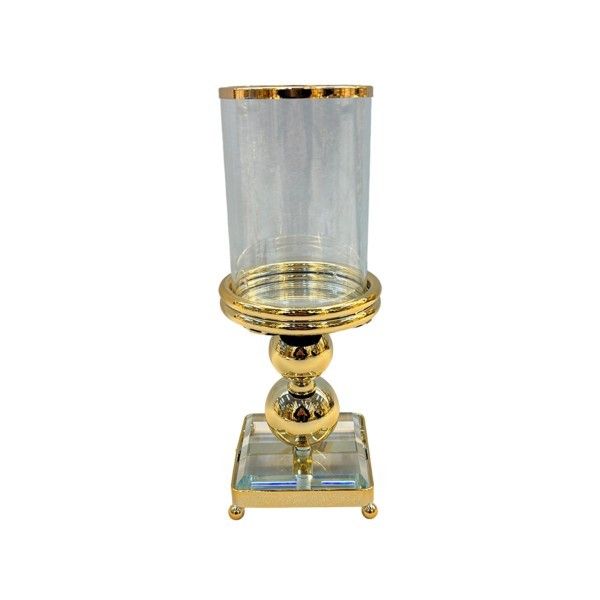 ΚΗΡΟΠΗΓΙΟ ΜΕΤΑΛΛΙΚΟ - ΓΥΑΛΙΝΟ ΧΡΥΣΟ 11x11x30cm Eurolamp 819-02070
