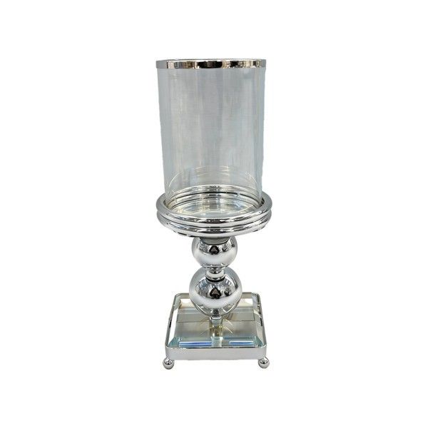 ΚΗΡΟΠΗΓΙΟ ΜΕΤΑΛΛΙΚΟ - ΓΥΑΛΙΝΟ ΑΣΗΜΙ 11x11x30cm Eurolamp 819-02073