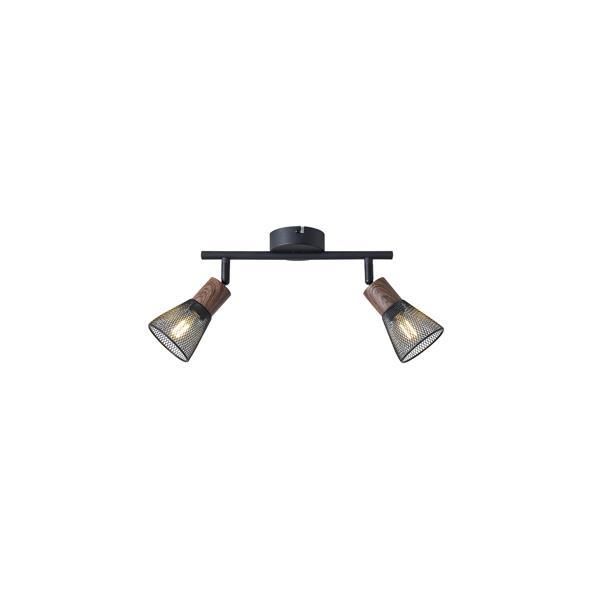 ΣΠΟΤ ΜΕ ΔΙΧΤΥ ΜΕΤΑΛΛΟ-ΞΥΛΟ 2ΦΩΤΟ 2XE14 Max 8W 255X80X145mm ΜΑΥΡΟ ARTE ILLUMINA MESHY Eurolamp 145-25256