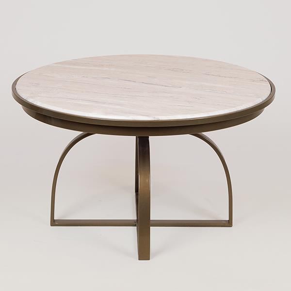 ΤΡΑΠΕΖΙ  ΜΕΤΑΛΛΙΚΟ  ΧΡΥΣΟ - ΛΕΥΚΟ 70x70x40cm Eurolamp 750-39558