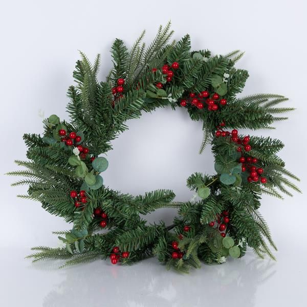 ΣΤΕΦΑΝΙ ΠΡΑΣΙΝΟ ΜΕ BERRIES ΚΑΙ ΠΡΑΣΙΝΑ ΦΥΛΛΑ, 60cm Eurolamp 600-30633