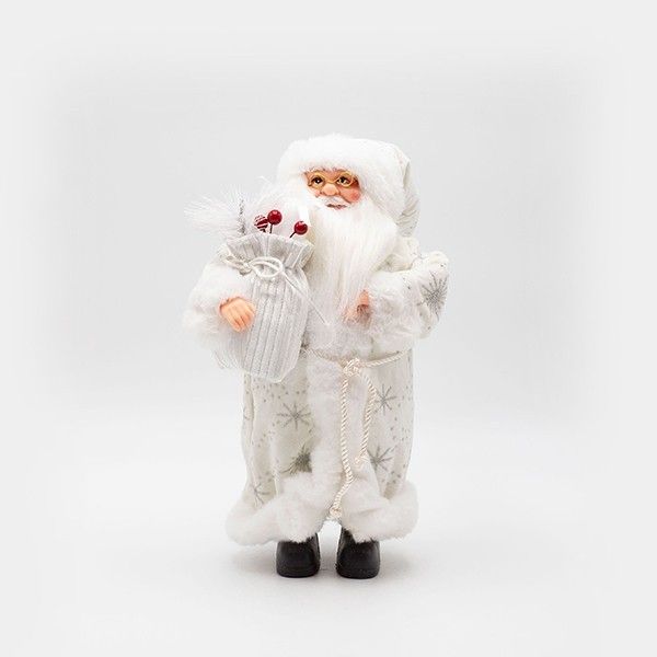 ΑΓΙΟΣ ΒΑΣΙΛΗΣ ΜΕ ΛΕΥΚΑ ΓΟΥΝΙΝΑ ΡΟΥΧΑ ΚΑΙ ΣΑΚΟ ΜΕ BERRY, 30cm Eurolamp 600-46639