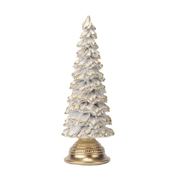 ΔΕΝΤΡΟ ΛΕΥΚΟ ΜΕ ΧΡΥΣΟ GLITTER ΠΟΛΥΡΕΖΙΝ 10.5x10.5x29.5cm Eurolamp 600-48651