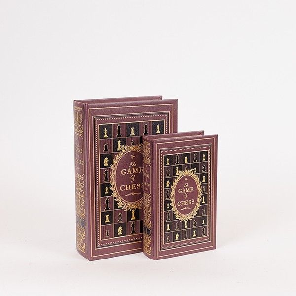 S/2 ΚΟΥΤΙΑ ΒΙΒΛΙΑ GAME OF CHESS ΞΥΛΙΝΟ ΚΑΦΕ 27x18x7cm / 21x13x5cm Eurolamp 819-00287