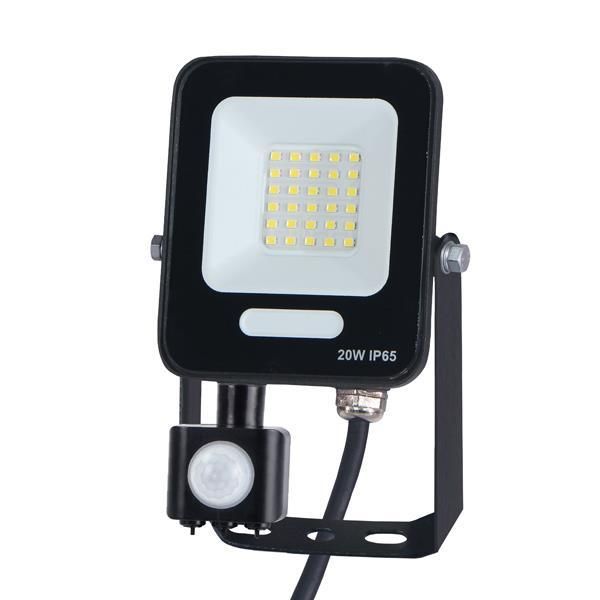 ΠΡΟΒΟΛΕΑΣ LED 20W SMD ΜΕ ΠΕΡΙΣΤΡΕΦΟΜΕΝΟ ΑΝΙΧΝΕΥΤΗ ΚΙΝΗΣΗΣ ΜΑΥΡΟΣ IP54 6500K PLUS Eurolamp 147-69063