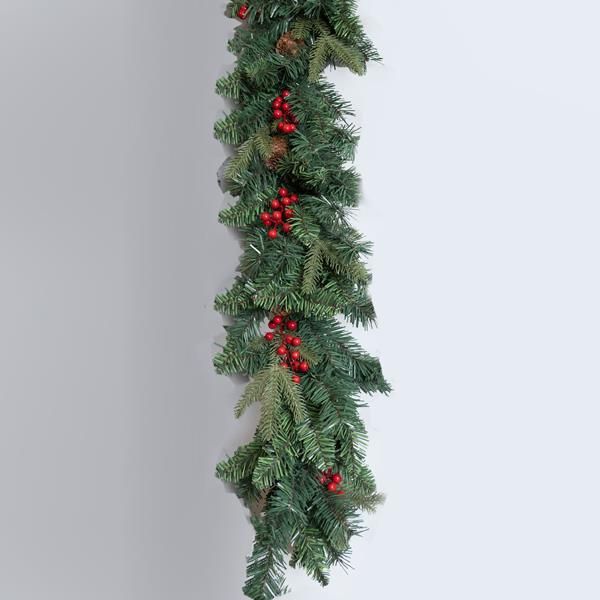 ΓΙΡΛΑΝΤΑ ΠΡΑΣΙΝΗ ΜΕ BERRIES ΚΑΙ ΚΟΥΚΟΥΝΑΡΙΑ,  200cm Eurolamp 600-30635