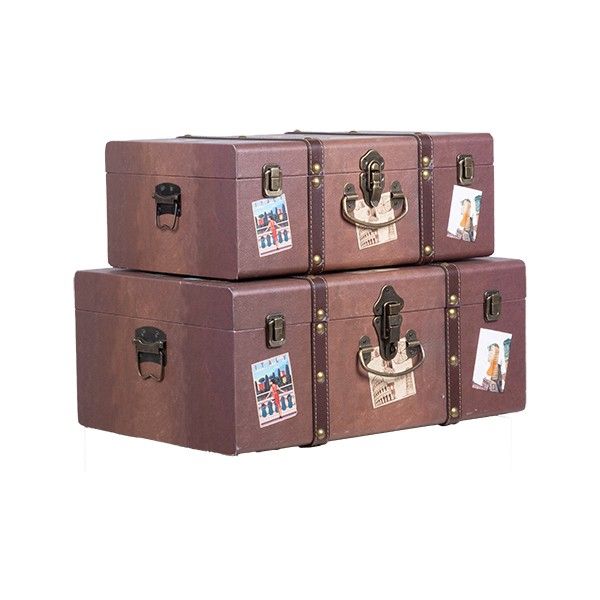 S/2 ΜΠΑΟΥΛΑ ΞΥΛΙΝΑ - PU ITALY ΚΑΦΕ 48x33x20cm / 42x27x16cm Eurolamp 810-00264