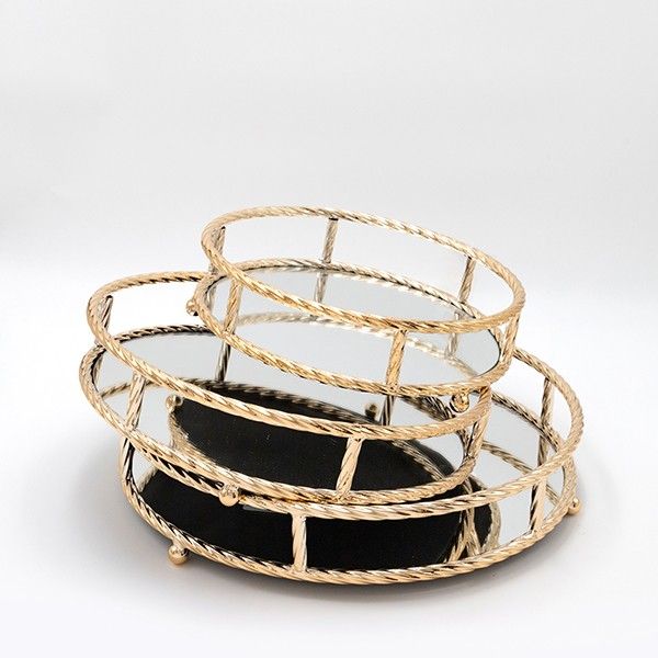 S/3 ΔΙΣΚΟΣ ΜΕΤΑΛΛΙΚΟΣ ΜΕ ΚΑΘΡΕΦΤΗ ΧΡΥΣΟ 37x7x37cm /32x7x32cm /27x7x27cm Eurolamp 819-00270