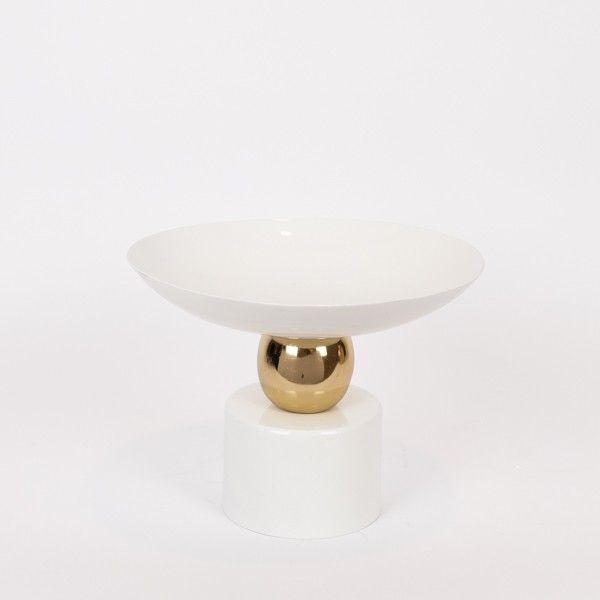 ΜΠΩΛ ΜΕ ΠΟΔΙ ΜΕΤΑΛΛΙΚΟ ΛΕΥΚΟ - ΧΡΥΣΟ 33x15x26cm Eurolamp 819-01102