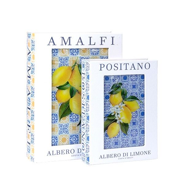 S/2 ΚΟΥΤΙΑ ΒΙΒΛΙΑ ΜΕ ΓΥΑΛΙ AMALFI - POSITANO ΞΥΛΙΝΑ ΠΟΛΥΧΡΩΜΑ 25x7x34 / 20x5.5x27cm Eurolamp 819-01937