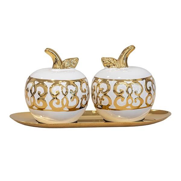 S/2 ΜΗΛΑ ΚΕΡΑΜΙΚΑ ΛΕΥΚΑ - ΧΡΥΣΑ 23x9.5x11.5 cm Eurolamp 819-01509