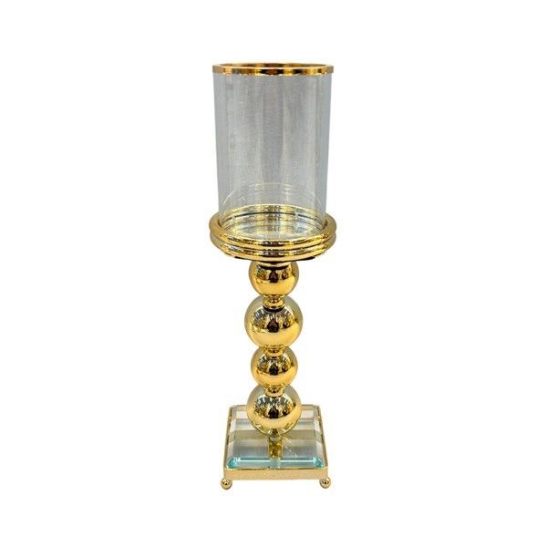 ΚΗΡΟΠΗΓΙΟ ΜΕΤΑΛΛΙΚΟ - ΓΥΑΛΙΝΟ ΧΡΥΣΟ 11x11x40cm Eurolamp 819-02072