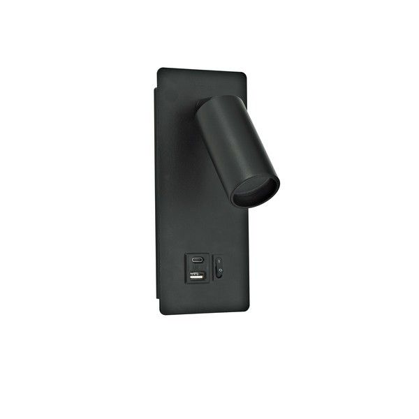 ΑΠΛΙΚΑ ΑΝΑΓΝΩΣΗΣ ΑΛΟΥΜΙΝΙΟΥ 1XGU11 MAX8W Φ40x80mm ΜΕ USB TYPE C ΜΑΥΡΗ ARTE ILLUMINA VON Eurolamp 145-22073