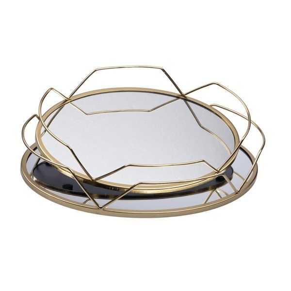 S/2 ΔΙΣΚΟΙ ΜΕΤΑΛΛΙΚΟΙ ΜΕ ΚΑΘΡΕΦΤΗ ΧΡΥΣΟΙ 35x25x6cm / 30.5x20x5.5cm Eurolamp 819-02145