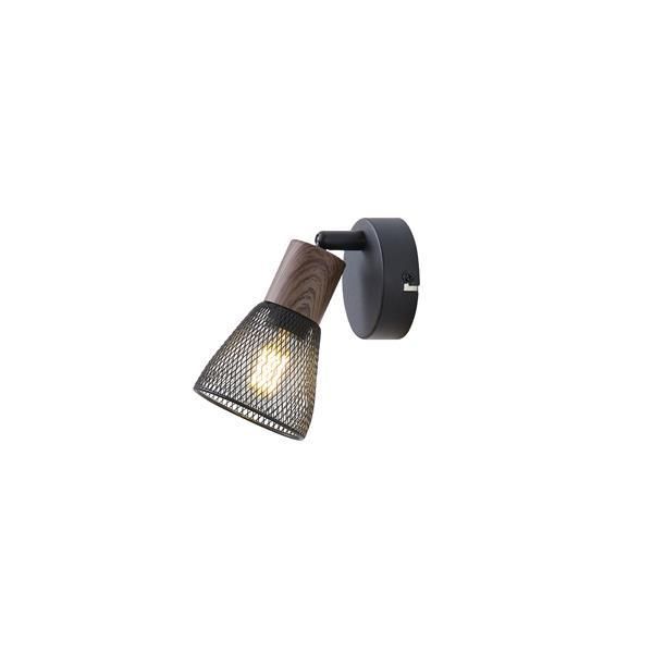 ΣΠΟΤ ΜΑΥΡΟ ΜΕ ΞΥΛΟ ΚΑΙ ΔΙΧΤΥ 1XE14 Max 7W D80XH125mm ARTE ILLUMINA MESHY Eurolamp 145-25255