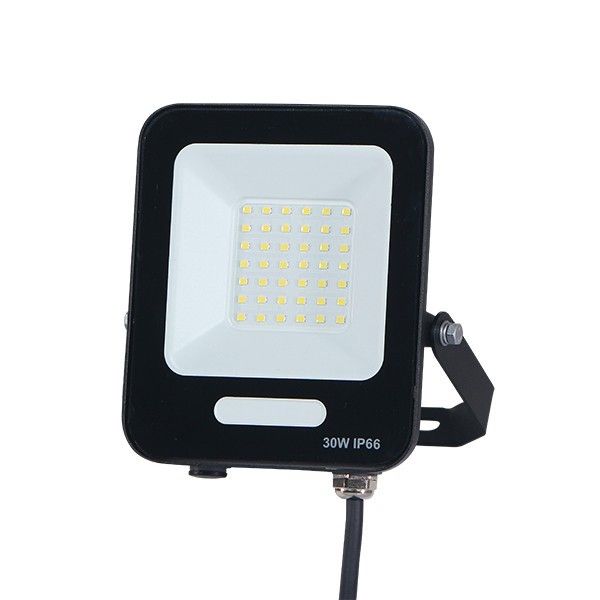 ΠΡΟΒΟΛΕΑΣ LED 30W SMD ΜΑΥΡΟΣ IP66 4000K PLUS 60cm ΚΑΛΩΔΙΟ Eurolamp 147-69805