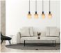 SE21-BL-4-4BL-SH3 ADEPT TUBE Black Pendant Brown Fabric Shade+ HOMELIGHTING 77-8525