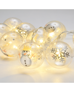 "PLASTIC BALL SNOWMAN", 10 LED ΛΑΜΠΑΚΙΑ ΣΕΙΡΑ ΜΠΑΤΑΡ (3xAA), WW, IP20, 135+30cm, ΔΙΑΦ. ΚΑΛ. ΤΡΟΦ. ACA X061011247