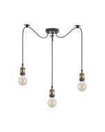 SE21-BR-10-BL3 MAGNUM Bronze Metal Pendant with Black Fabric Cable+ HOMELIGHTING 77-8690
