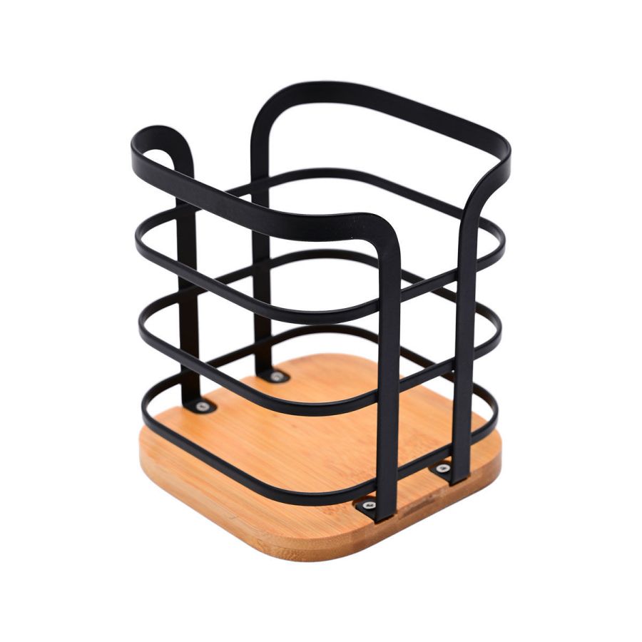 Θήκη για Κουτάλες Μεταλλική Μαύρη 12x12x14.5cm  Estia Home Art Bamboo Essentials 01-13219