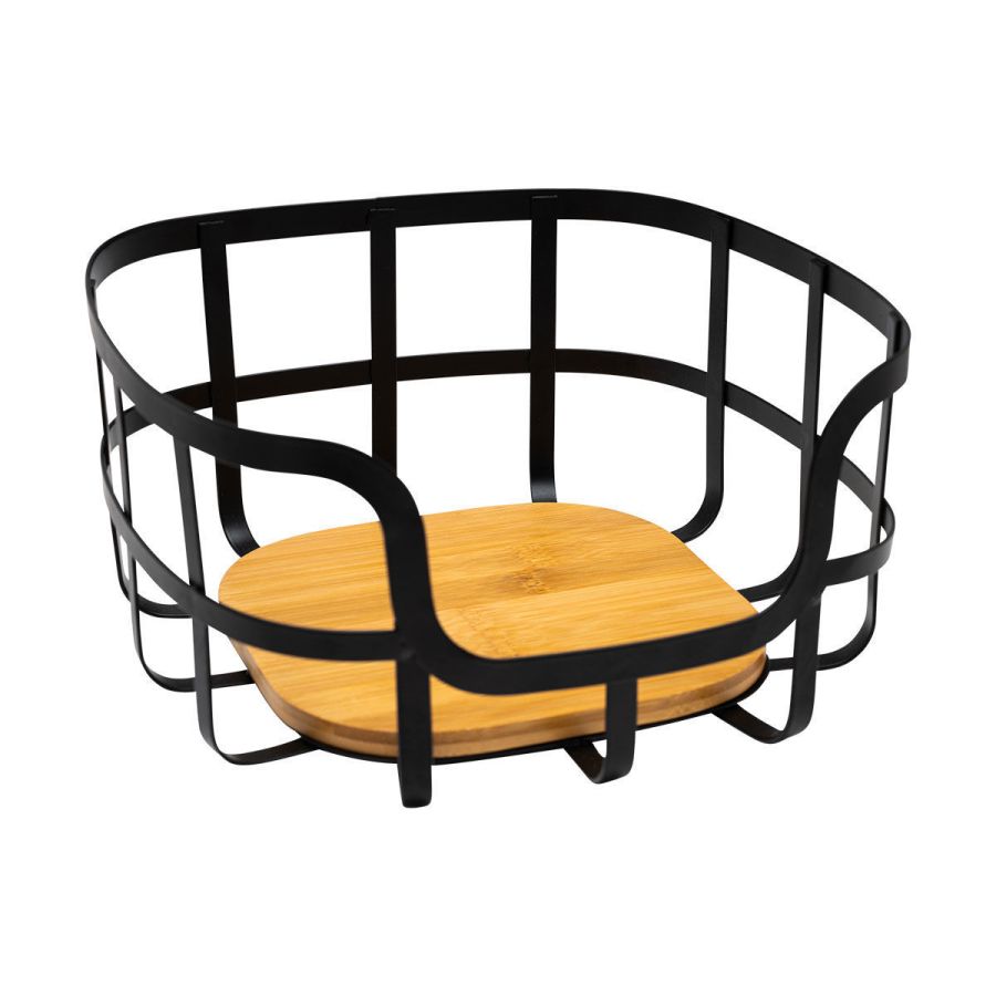 Φρουτιέρα 24x24x12,7cm Μεταλλική Μαύρη Estia Home Art Bamboo Essentials 01-13226