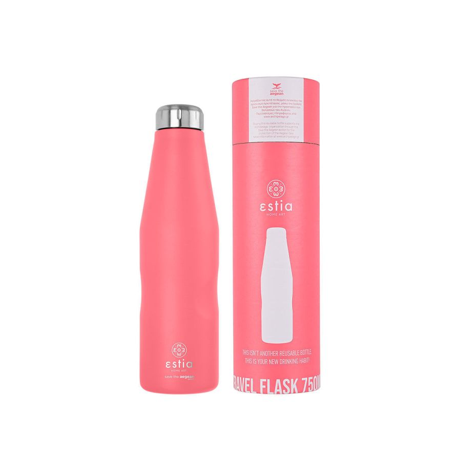Θερμός 750ml Travel Flask Εstia Home Art Save The Aegean Fusion Coral  01-16586