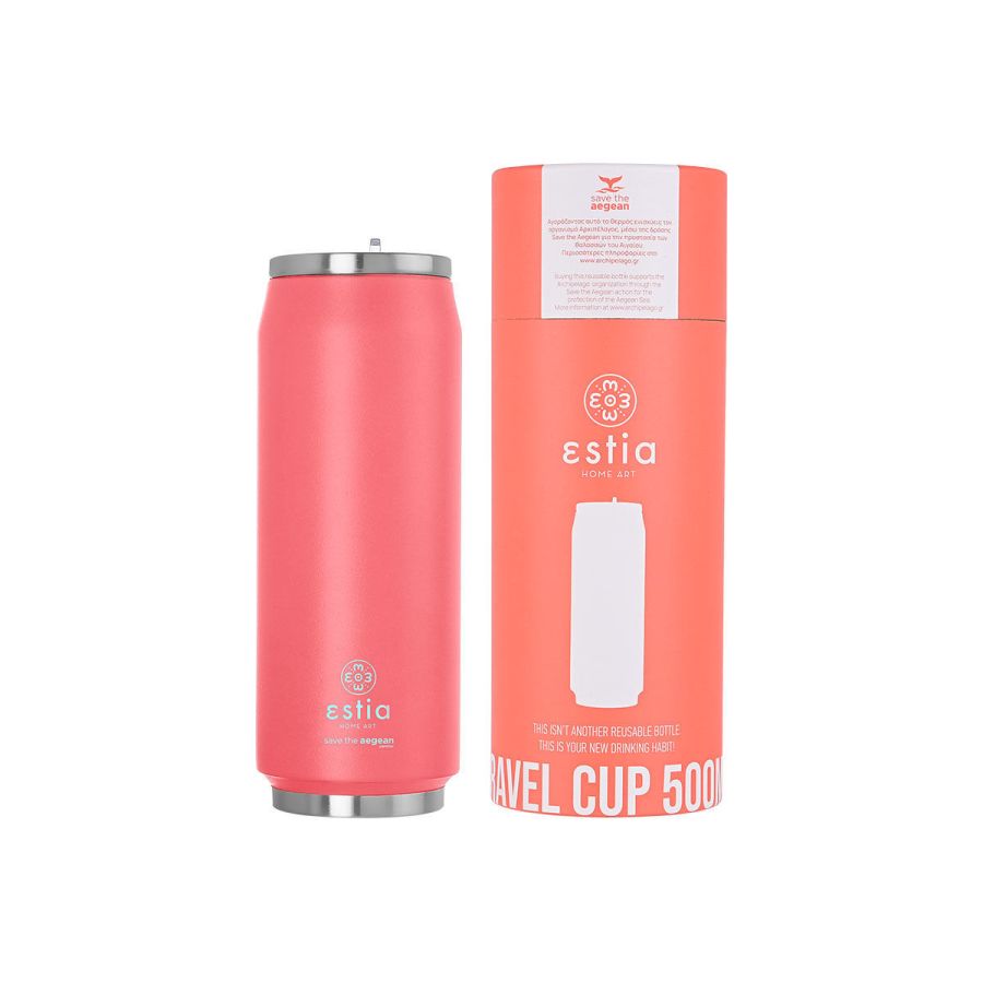Θερμός Travel Cup 500ml Save the Aegean Fusion Coral Estia Home Art 01-9878