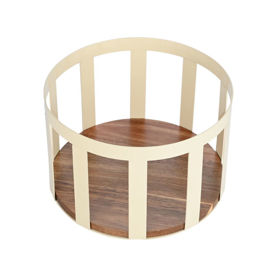 Φρουτιέρα 24x24x12,7cm Μεταλλική-Ξύλο Ακακίας Estia Home Art Bamboo Essentials Ivory 01-24772