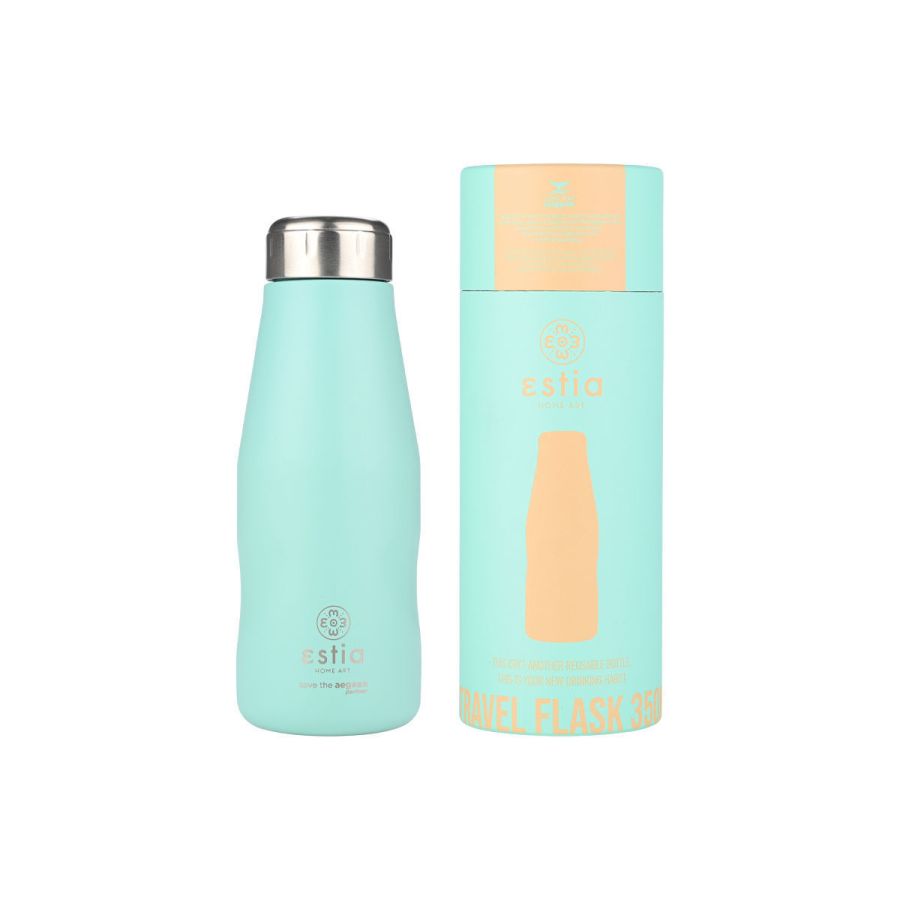 Θερμός 350ml Travel Flask Εstia Home Art Save The Aegean Bermuda Green 01-22334