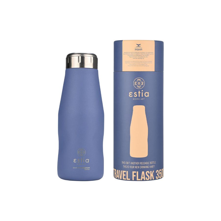 Θερμός 350ml Travel Flask Εstia Home Art Save The Aegean Denim Blue 01-22341