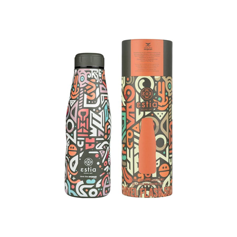 Θερμός 500ml Travel Flask Εstia Home Art Save The Aegean Geovivid 01-22082