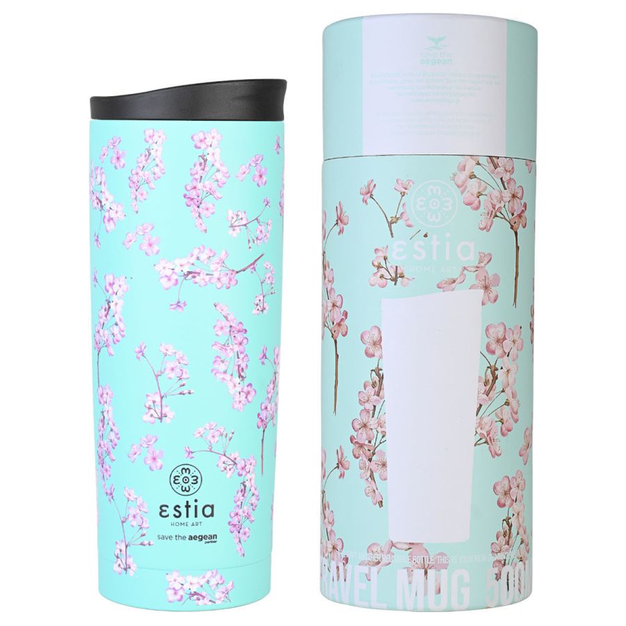 Θερμός 450ml Travel Mug Save the Aegean Blossom Green Estia Home Art 01-20422
