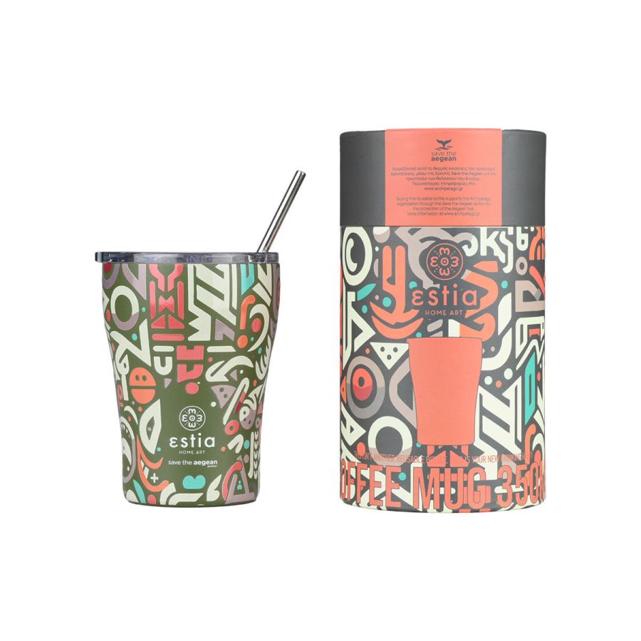 Θερμός Coffee Mug 350ml Estia Home Art Save the Aegean Geovivid 01-22938
